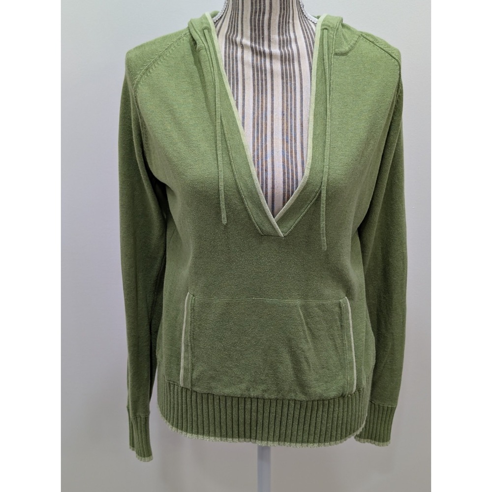 Eddie Bauer Sport Women's‎ Sage Green Long Sleeve V-Neck Knit Hoodie Size Medium